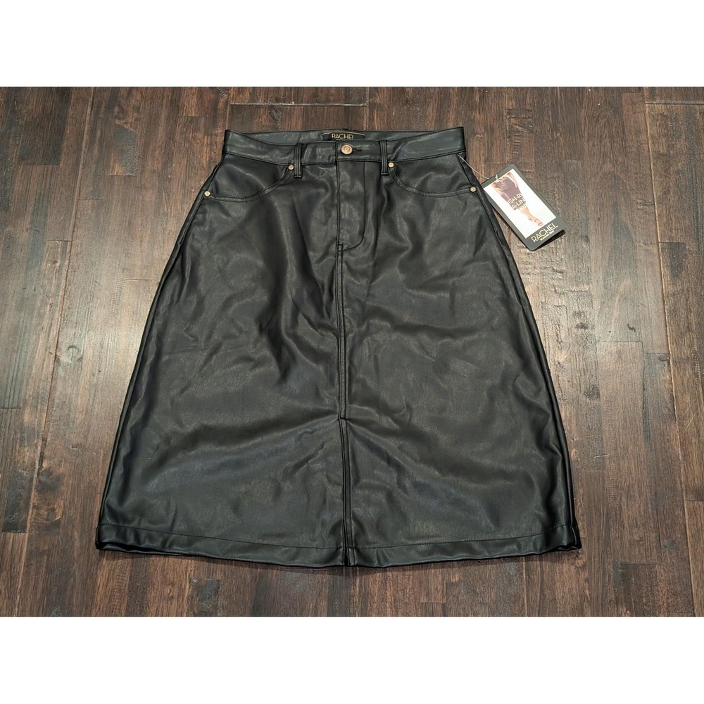 Rachel Roy Skirt Womens‎ 4 Black A-Line Faux Leather Butter Smooth 5-Pocket New